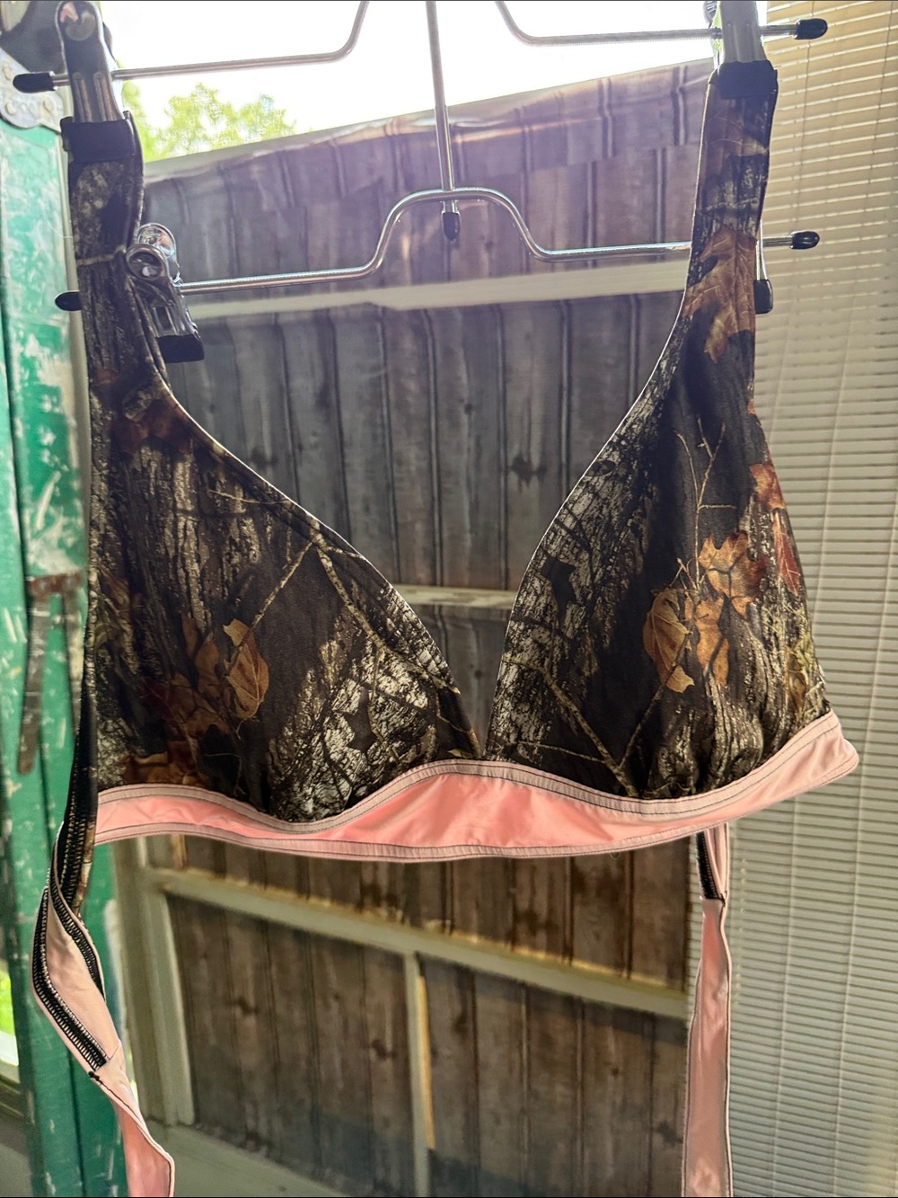 Camo Print Bralette with Pink Trim - Women bathing suit